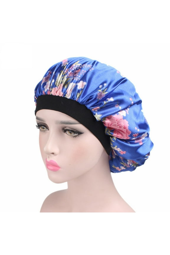 Soft Silk Hair Bonnet with Wide Band Comfortable Night Sleep Hat Hair Loss Cap