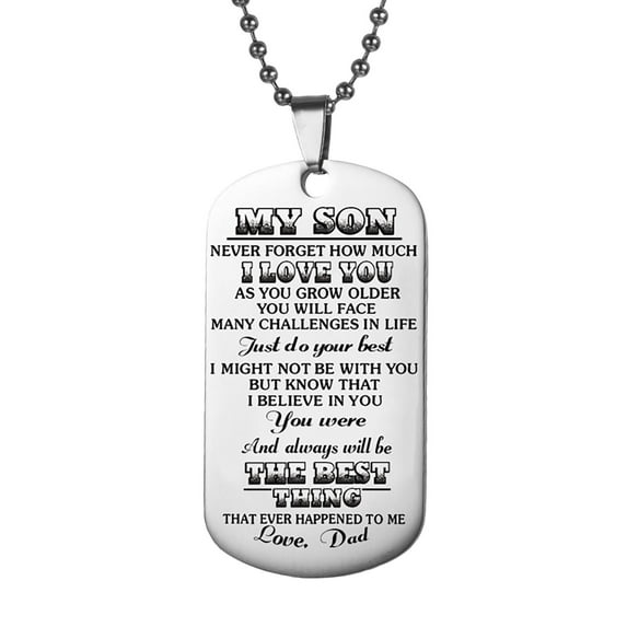 Awdenio Stainless Steel Jewelry for My Son's Military Necklace Stainless Steel Lettering Gift
