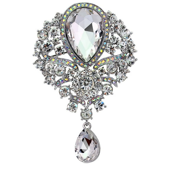 Awdenio Women's Austrian Crystal Bouquet Flower Teardrop Large Gorgeous Brooch Pin