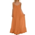 thumbnail image 1 of Awdenio Dresses for Women Sleeveless Spaghetti Strap Dress Ruched Ruffle Hem Beach Loose Long Maxi Swing Dress Plus Size, 1 of 7