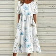thumbnail image 1 of Awdenio Dresses for Women Trendy Floral Short Sleeve Midi Dress Ruffle Hem Casual Work Dress Church Wedding, 1 of 5