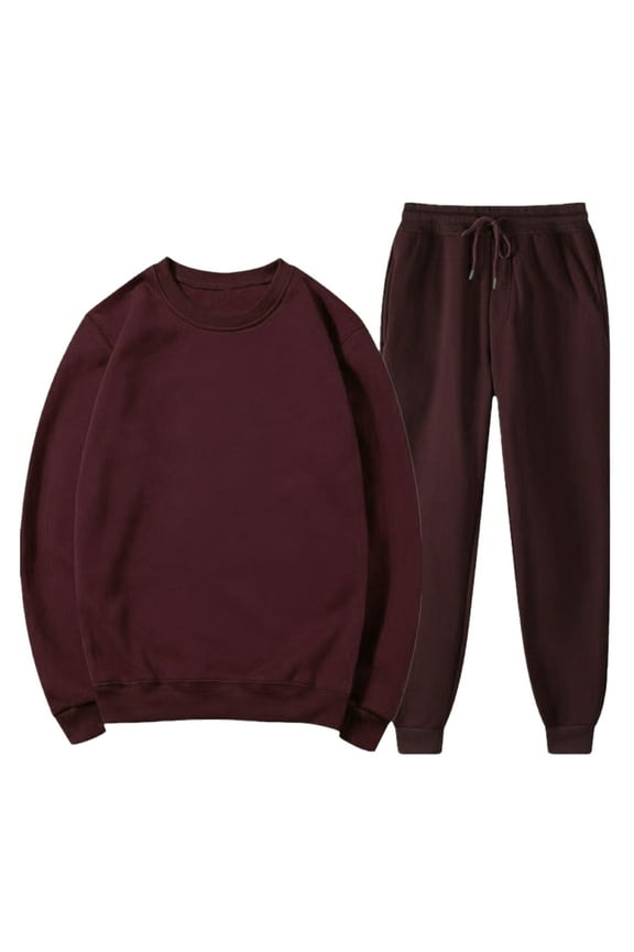 Men's Sweatsuits Sweatsuits for Men Solid Color Loose Fit Basic Pullover Round Neck Sweatshirt Sport Jogging Suits