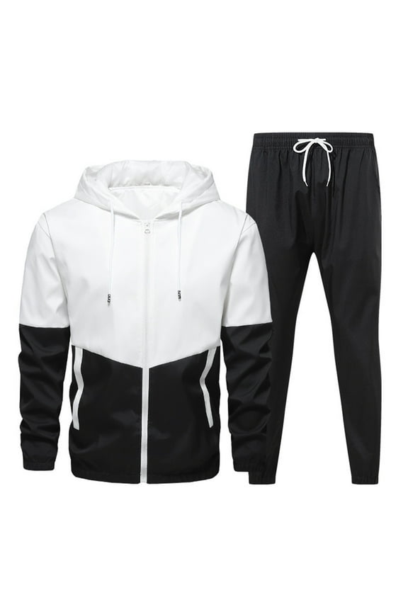 Fashion Jackets for Men, Men Splicing Zipper Sweatshirt Pants Sets Sports Suit Tracksuit