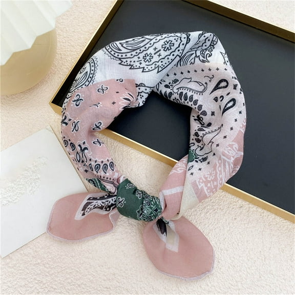 Awdenio Fashion Scarves Lightweight Women's Cotton and Linen Small Scarf Silk Scarf Literature And Fashion Temperament Flowers and Petals Neckerchief Hair Band Decorative