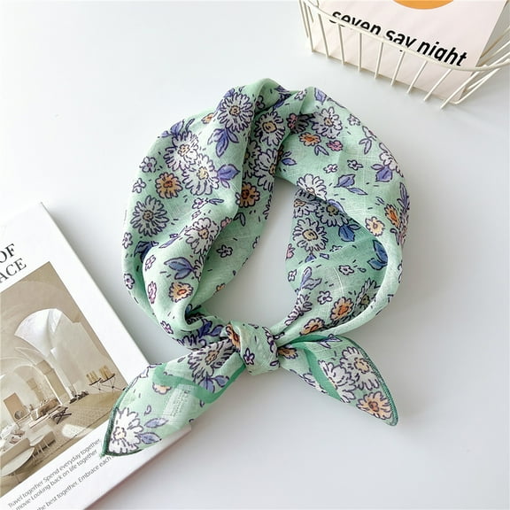 Awdenio Fashion Scarves Lightweight Women's Cotton and Linen Small Scarf Silk Scarf Literature And Fashion Temperament Flowers and Petals Neckerchief Hair Band Decorative