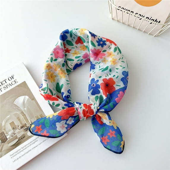 Awdenio Fashion Scarves Lightweight Women's Cotton and Linen Small Scarf Silk Scarf Literature And Fashion Temperament Flowers and Petals Neckerchief Hair Band Decorative