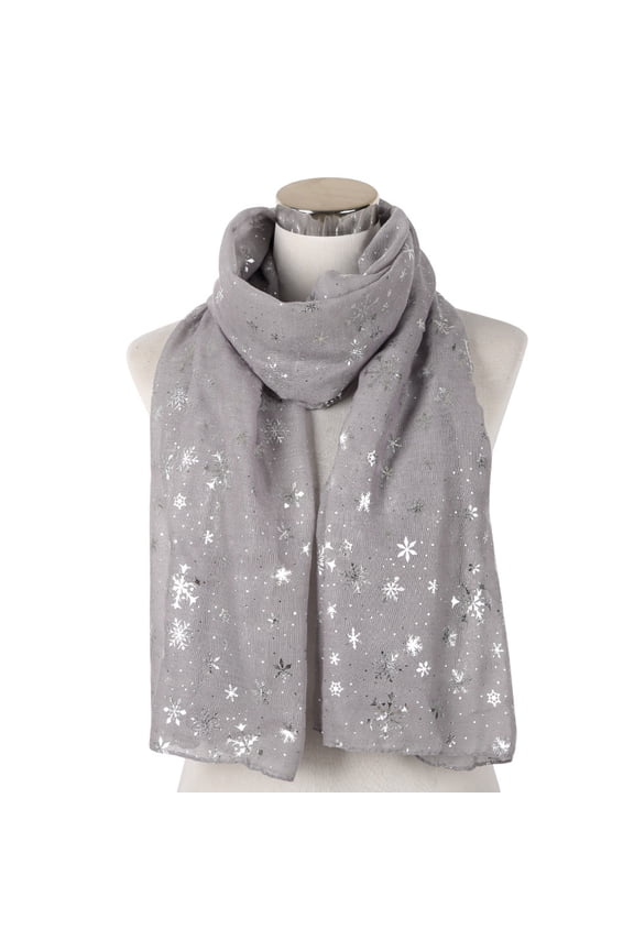 Awdenio Fashion Warps Scarves Lightweight Women Christmas Festive Winter Snowflake Print Warm Winter Snow flake Scarf