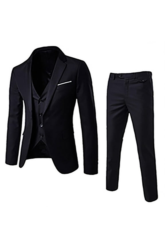 Full Men Suits Slim Fit 3 Piece Suit One Button Notched Lapel Solid Suit Jacket Pants Set Tuxedo for Prom