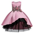 thumbnail image 1 of Awdenio Girls' Casual Dresses , Toddler Girls Net Yarn Temperament Flowers Bowknot Birthday Party Gown Long Dresses, 1 of 9
