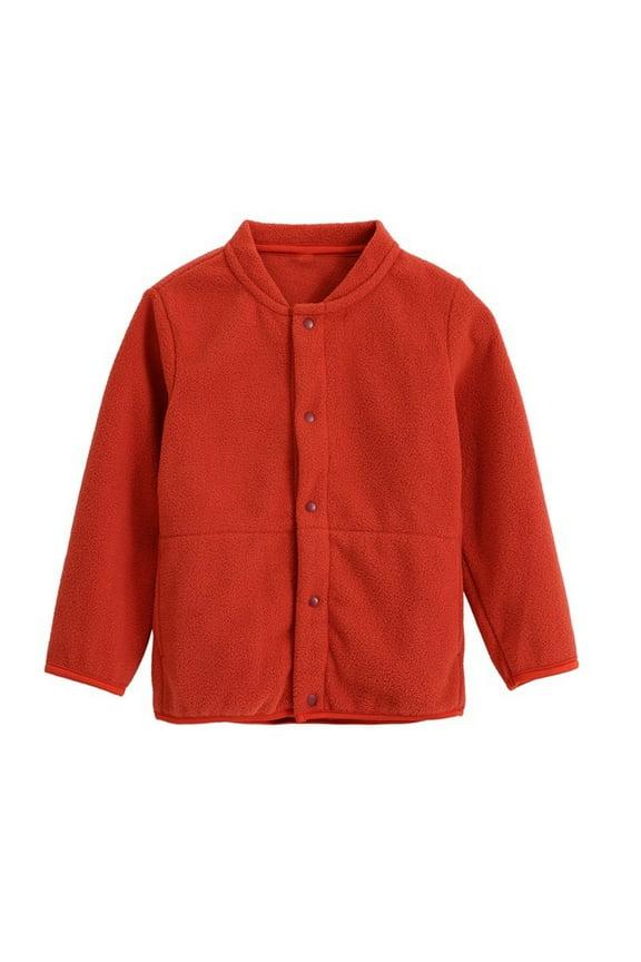 Girls' Sports & Recreation Outerwear, Kid's Casual Fleece Jacket Long Sleeve Hoodless Outwear Button Children Stand-Up Collar Coat