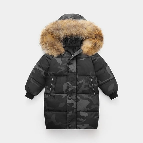 Awdenio Girls' Sports & Recreation Outerwear, Thicken Warm Kids Down Coat Winter Hooded Long Boys Girls Cotton Down Jackets Outerwears Children Clothing