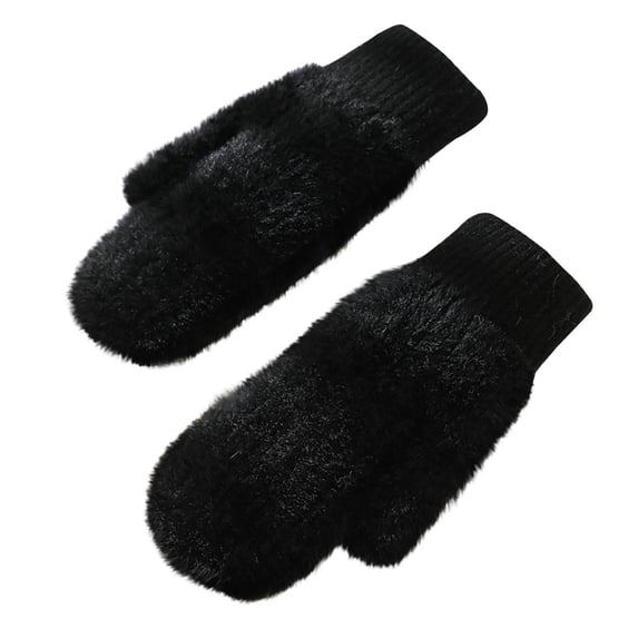 Awdenio Gloves For Cold Weather Men's And Women's Same Knitted Wool Cover Outdoor Windproof, Warm, And Thickened Adult Finger Plush Gloves