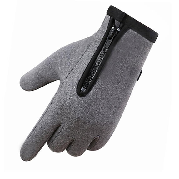 Awdenio Gloves For Cold Weather Warm Fleece Windproof Antiskid Outdoor Sports Zipper Gloves