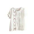 thumbnail image 1 of KIHOUT Graphic Tees for Women Short Sleeve Round Neck Floral Printed Cotton Linen Tops Loose T-Shirt Blouse Tops, Size S-5XL, 1 of 5