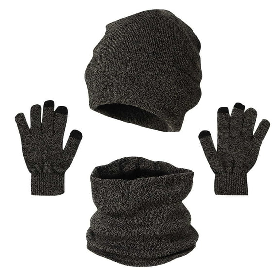 Awdenio Hats for Men Knit Fleece Lined Warm Touchscreen Gloves Beanie Scarf Set