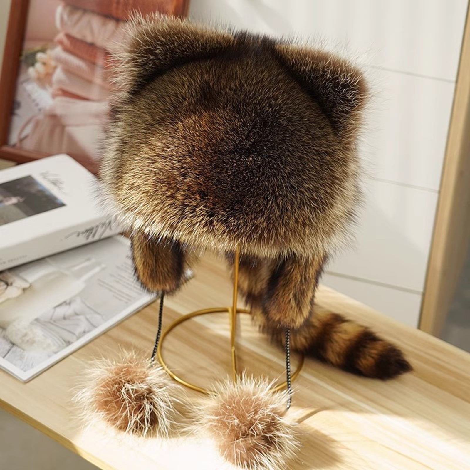 帽子 Rubbit Fur Long Brim Hat Awdenio Hats for Men Women Trapper Hat Russian Hat Faux Rabbit Fur