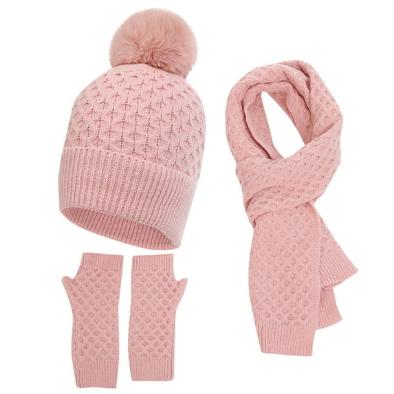 Awdenio Hats for Men Women Trends Winter Wool Scarf Fall and Winter Long Soft Knit Fashion Classic Neck Scarves Hat and Gloves Set