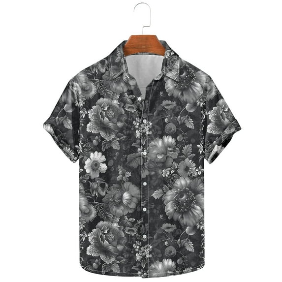 Awdenio Hawaiian SShirt for Men Short Sleeve Casual Printed Button Down Tropical Shirt Summer Holiday Beach Hawaii Shirts,Size L