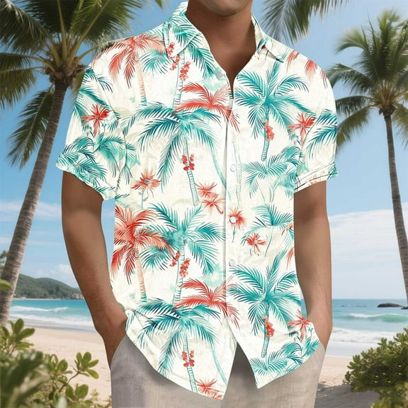 Awdenio Hawaiian Shirt for Men Casual: Beach Vacation Tropical Mens Button Down Short Sleeve Shirt with Pocket