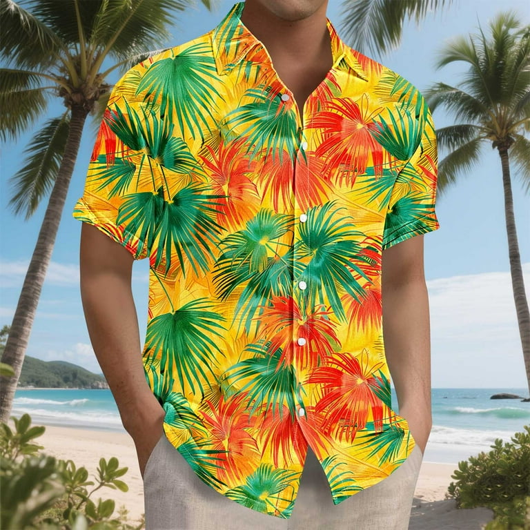 Awdenio Hawaiian Shirt for Men Casual: Beach Vacation Tropical Mens Button Down Short Sleeve Shirt with Pocket - Walmart.com