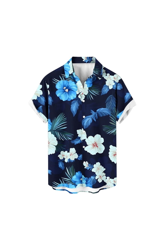 Hawaiian Shirt for Men Flower/Pineapple/Bird Print Hawaiian Short Sleeve Shirt Casual Button Down Tropical Shirt