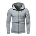 thumbnail image 1 of Awdenio Hoodies Men's Fashion Printed Sports Sweater Hooded Long Sleeve Zipper Pocket Sports Casual Top Coat GY/L4, 1 of 9
