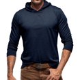 thumbnail image 1 of KIHOUT Hoodies for Men Long Sleeve Shirts Solid Color Pullover T-shirt Hooded Base Top DB/XL, 1 of 7