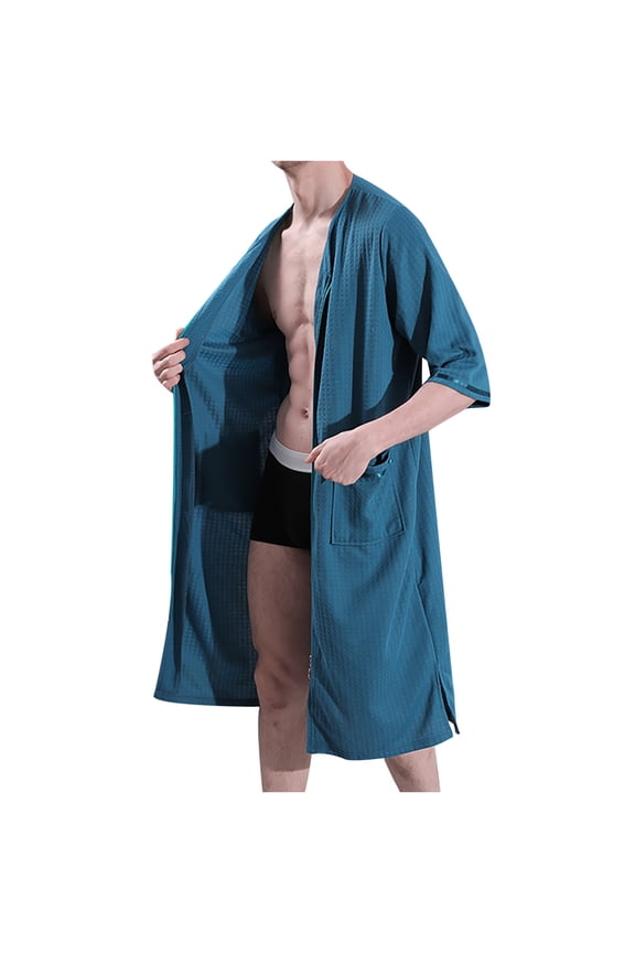 Pajamas for men Sleepshirt V Neck Nightshirt Comfy Soft Zipper Sleep Shirts Loose Nightshirts with Pockets