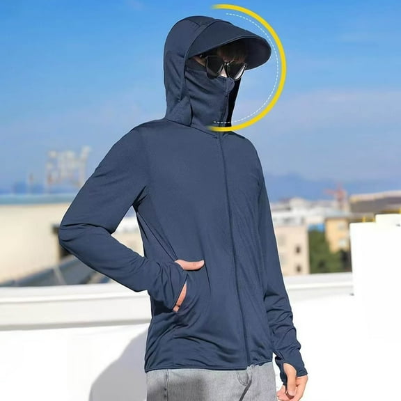 Awdenio Hoodies for Men Sun Protection Outdoor Lightweight Full Zip Hoodie Jacket Fishing Hiking Performance Shirt