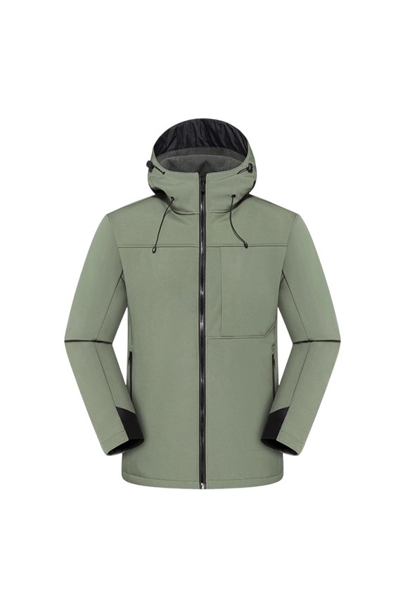 Jacket Men Softshell Military Jacket With Removable Hood Water Repellent Outdoor Reflective Coat
