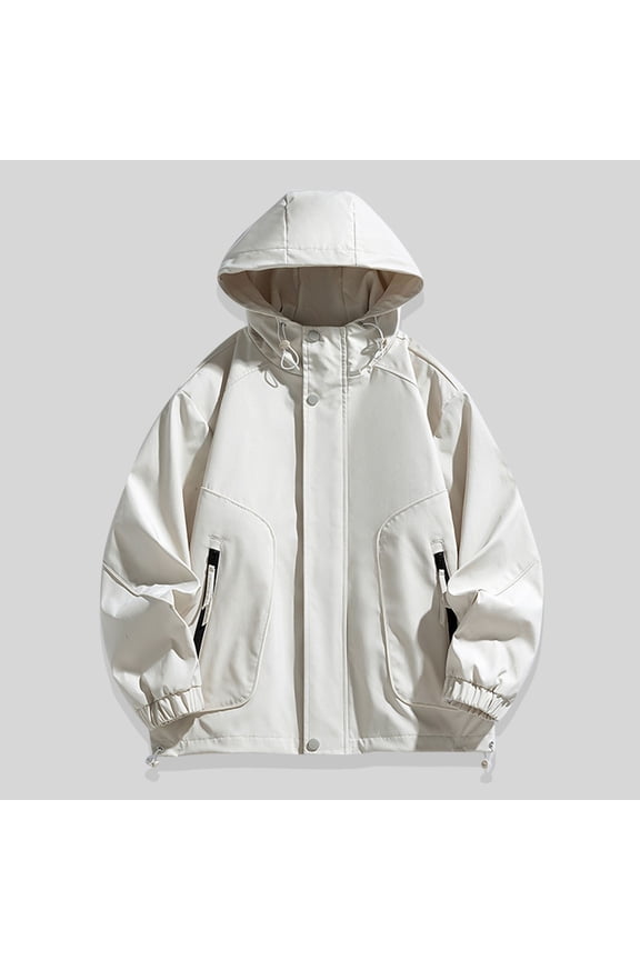 Jacket for Men Outdoor Sports Waterproof Hooded Long Sleeve Coat Windproof Jacket