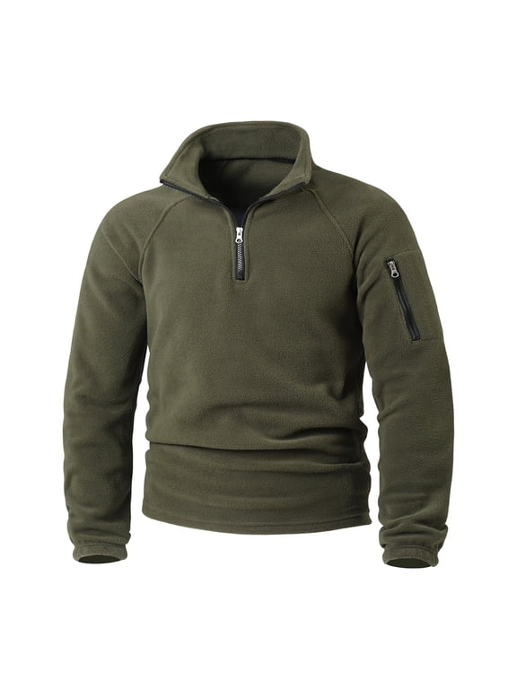 Jacket for Men Quarter Zip Pullover with Zipper Pockets Easy-Care Jacket