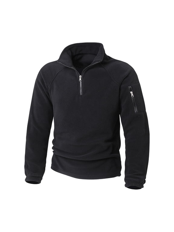 Jacket for Men Quarter Zip Pullover with Zipper Pockets Easy-Care Jacket