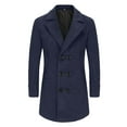 thumbnail image 1 of Awdenio Jacket for Men Vintage Thick Lapel Plush Button Mid Warm Thermal Long Sleeve Windbreaker Fall Winter Trench Coat Jacket, 1 of 7