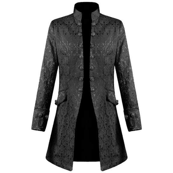 Awdenio Jackets for Man Black Tailcoat Jacket Fashion Long Coat Men's Vintage Frock Uniform