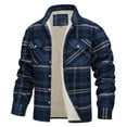 thumbnail image 1 of Awdenio Jackets for Men Flannel Shirt Jacket Cotton Plaid Sherpa Lined Fleece Button Down Jacket Coat for Men, 1 of 2