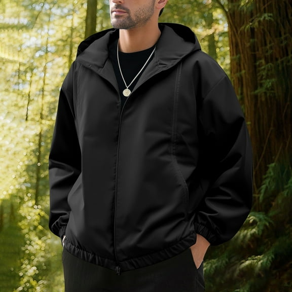 Awdenio Jackets for Men Rain Jackets Lightweight Waterproof Hooded Raincoat Lined Windbreakers