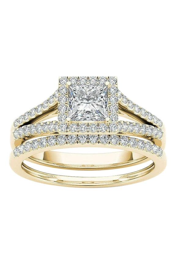 Jewelry Wedding Rings 2-in-1 Set Detachable Shiny Set Engagement Wedding Rings Inlaid Zircon