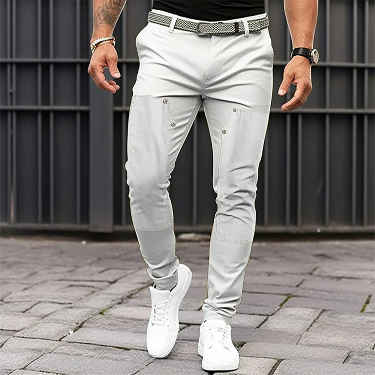 Awdenio Jogger Pants for Men Lightweight Solid Color Tight Pocket Sewing Button Design Business Casual Slim Trousers Full Length Sweatpants Walmart