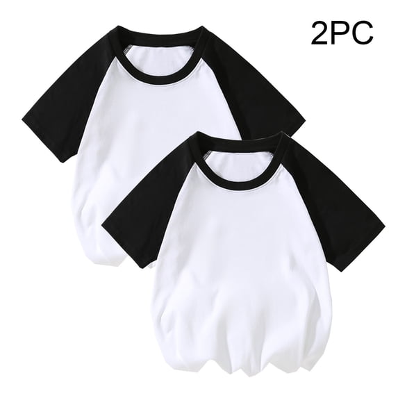 Awdenio Kids 2PCS Ringer Short Sleeve T-Shirt, Crew Neck Color Casual Tee I, Soft Breathable Basic Top, Ideal For Daily Wear and Summer Activities