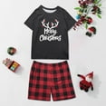 thumbnail image 1 of Awdenio Kids Christmas Pajamas for Family Xmas Matching Sets Short Sleeve Shirts and Plaid shorts Santa Christmas Tree Sleepwear Two-piece Sets, 1 of 6