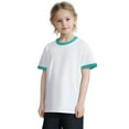 thumbnail image 1 of Awdenio Kids Multi-Color Ringer Short Sleeve T-Shirt, White Crew Neck Casual Tee , Soft Breathable Everyday Top, Great For Summer, 4th Of July, 1 of 9