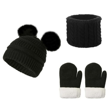 Awdenio Kids Winter Hat & Scarf Set, Kids Winter Hat Warm Knit Thick Cap with Scarf Mittens Set for Girls Boys