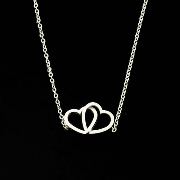 Awdenio Ladies Alloy Peach Heart Double Heart Necklace Female Necklace