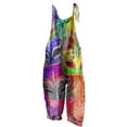 thumbnail image 1 of Awdenio Ladies Sleeveless Romper Dressy Adjustable Straps Mardi Gras Overalls Off-Shoulder Mask Print Cotton Linen Jumpsuit, 1 of 5
