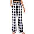 thumbnail image 1 of Awdenio Lounge Pants for Women Plaid Printed Straight Tube Elastic High Waist Lace-Up Loose Joggers Sweatpants Trousers With Pockets, 1 of 5