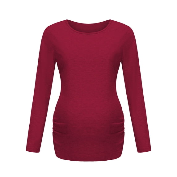 KIHOUT Maternity Clothes for Women Ladies Fashion Solid Color Long Sleeve Pregnant Ladies Casual Clothe Top