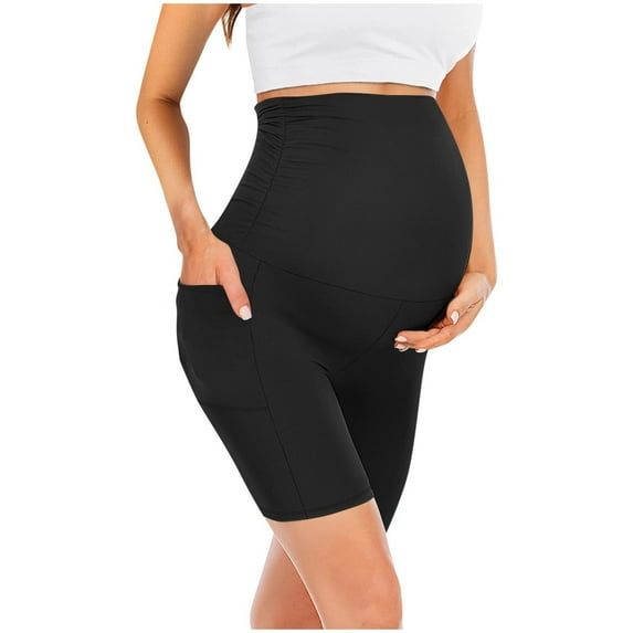 KIHOUT Maternity Clothes for Women Ladies High-waist Belly Lift Pregnant Ladies Yoga Half Shorts Pants