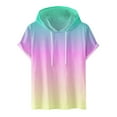 thumbnail image 1 of Awdenio Men Casual Round Neck Digital Gradation Printing Pullover Fitness Sports Hooded Shorts Sleeves T Shirt Blouse Relaxed Fit Summer Outdoor Gradation Color Drawstring Waist, 1 of 4