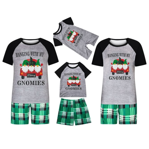 Awdenio Men Christmas Pajamas For Family Xmas Matching Sets Short Sleeve Shirts And Plaid Shorts Santa Christmas Tree Sleepwear Two-piece Sets